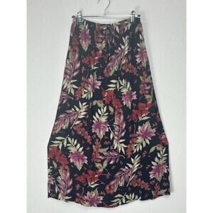 Vtg Teddi Floral Skirt Long Sz M Elastic Waste Fall Colors‎ Lightweight Boho